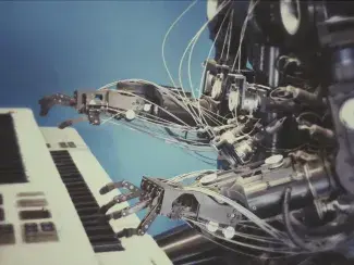 Robot IA jouant du piano